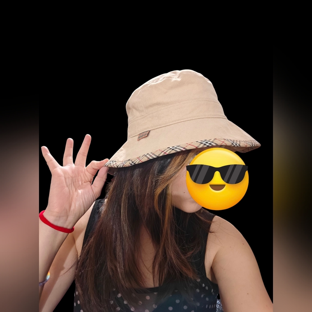 Burberry Beige and Black Bucket Hat